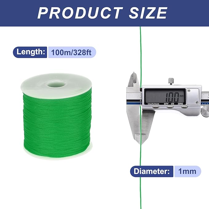 MECCANIXITY 1/16 Inch Polypropylene Rope Braided Ropes, 328ft Nylon Rope Hollow Utility Cord for