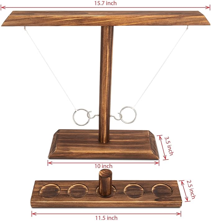 DreamToyz Ring Toss Games for Adults, Yard Games, Patio Decor, Outdoor Indoor Games, Wooden Hook