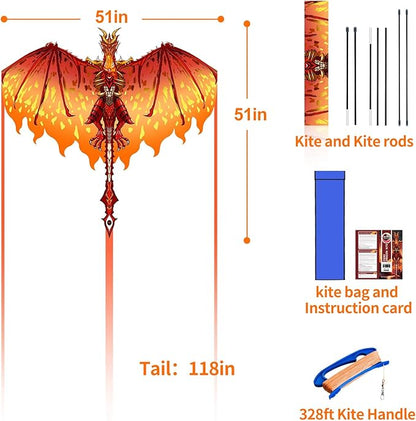 Mint's Colorful Life Dragon Kite for Kids & Adults, Easy to Fly Best Beach Kites for Beginners