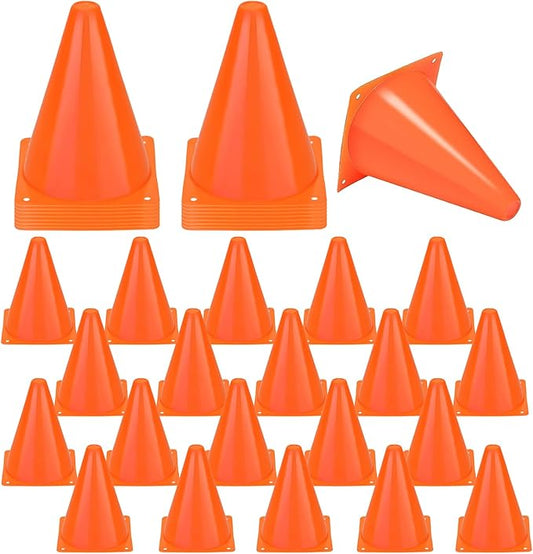 40 Pack Plastic Traffic Cone 7 Inch Small Orange Cones for Sports Soccer Cones Bike Obstacle