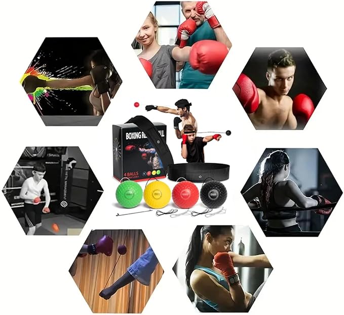 4 Difficulty Levels Boxing Reflex Ball with 1 Adjustable Headbands,MMA Training Equipment,Punching
