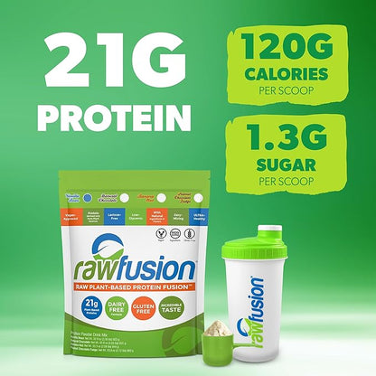 Rawfusion Vegan Protein Powder, Vanilla Bean ??30 Servings, 21g Plant-Based Protein, Low Net Carbs