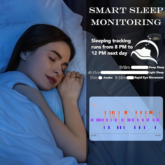 Smart Health Ring for Women Men Fitness Tracker with Heart Rate, Blood Oxygen, Blood Pressure