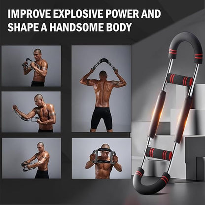 Latest-Gen Twister Arm Trainer, Adjustable Power Spring Workout Bar, Forearm Triceps Chest