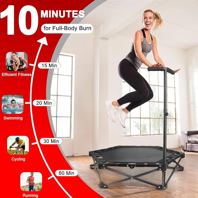 Foldable Mini Trampoline — One-Step Fold & Open, 42" Rebounder Trampoline for Adults & Kids, 450lbs