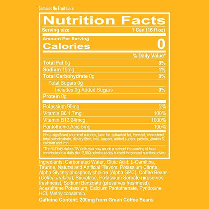 REDCON1 Energy High Performance Drink, Cali Splash - Zero Sugar Energy Drink with Alpha GPC
