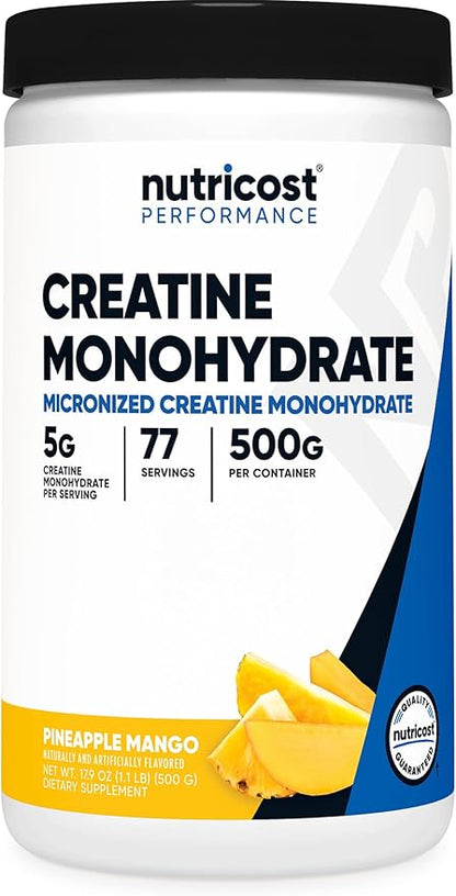 Nutricost Creatine Monohydrate Powder (Pineapple Mango, 500 Gram) - Micronized Creatine Supplement