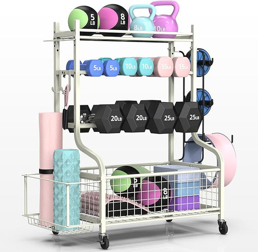 PLKOW Dumbbell Rack, Weight Rack for Dumbbells, Home Gym Storage for Dumbbells Kettlebells Yoga Mat