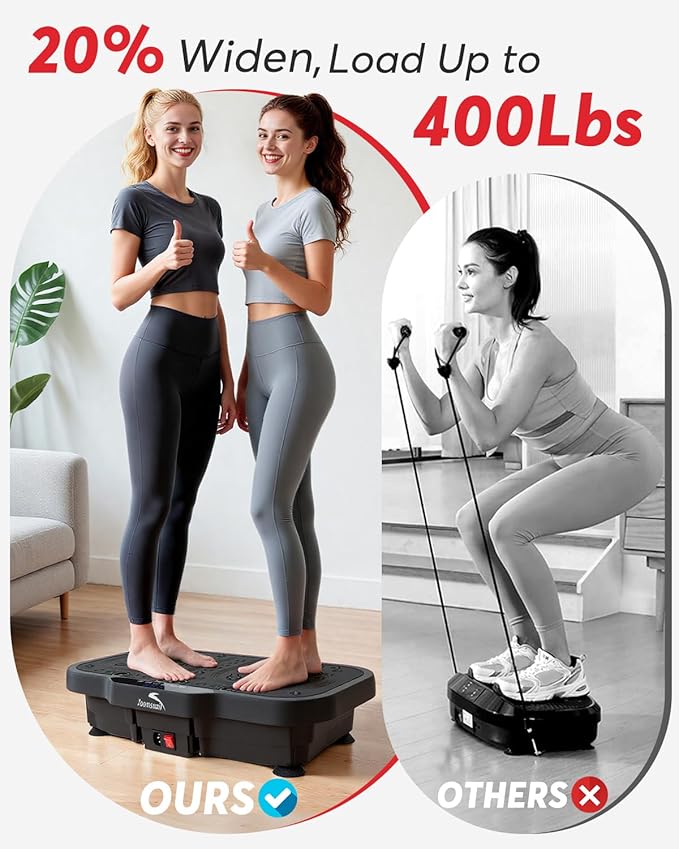 Vibration Plate Exercise Machine, 8000 Vibrations/min Adjustable Fitness Platform, 400 Lbs Capacity