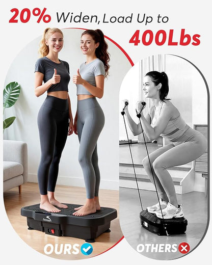 Vibration Plate Exercise Machine, 8000 Vibrations/min Adjustable Fitness Platform, 400 Lbs Capacity