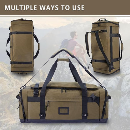 Large Duffle Bag for Travel - Men & Women, Foldable Gym Duffle Backpack, Heavy Duty Tactical