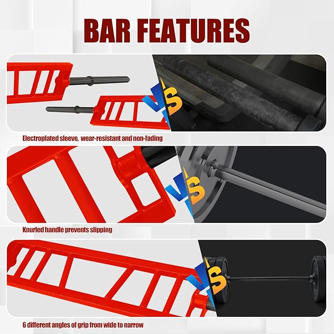 Multi Grip Barbell Swiss Bar | Cambered Barbell Multi Grip Olympic Barbell, Fits 2-inch Olympic