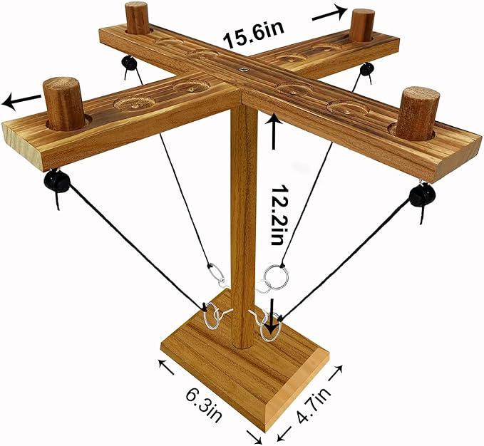 Hook Toss Game, Ring Toss Game, Handmade Wooden Ladder, Throwing Hook and Ring Battle Game for