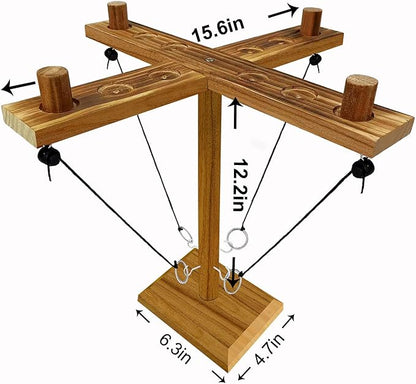 Hook Toss Game, Ring Toss Game, Handmade Wooden Ladder, Throwing Hook and Ring Battle Game for