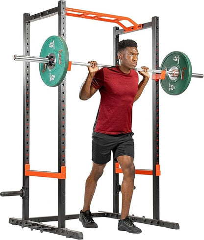 Sunny Health & Fitness Power Zone Strength Rack Power Cage - 1000 LB Weight Capacity, Spotter Bar