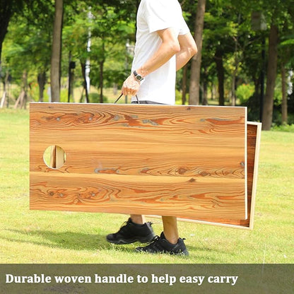 Solid Wood Premium Corn Hole Outdoor Game Set, 2 Regulation and Waterproof Cornhole Game Boards