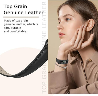 Leather Watch Bands Compatible with Fitbit Charge 6/Charge 5,Genuine Leather Replacement Straps for