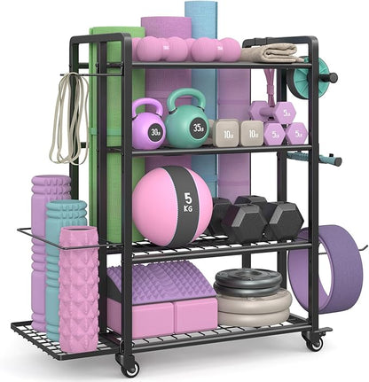 4-Tier Dumbbell Rack Stand Only, Adjustable Weight Rack for Dumbbells Kettlebells Yoga Mat, Home