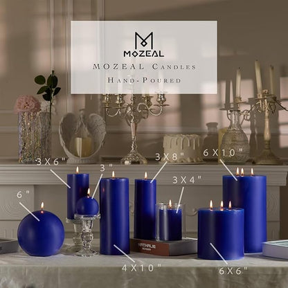 MOZEAL 3" x 4" Hand-Poured Unscented Candle, Dripless Pillar Candle Set of 3, Long Clean Burning