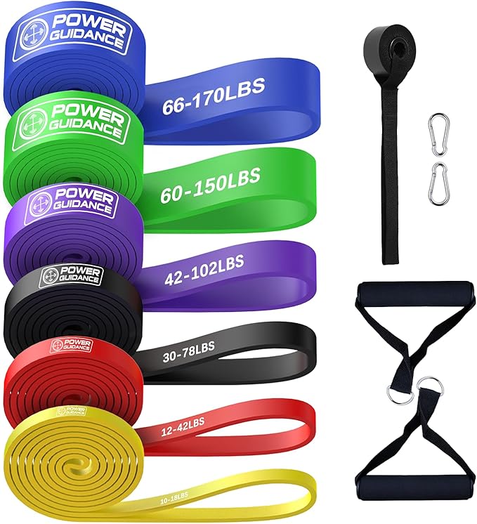 POWER GUIDANCE Resistance Bands, Set of 5 Pull Up Bands, Pull Up Assistance Bands, Exercise Bands