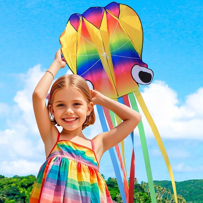 Large Octopus Kites for Kids & Adults,Big Kite for Beginners, Kites for Kids Ages 4-8,Outdoors
