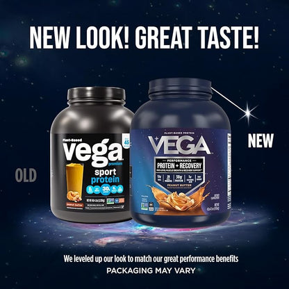 Vega Sport Vegan Protein Powder + Recovery - 30g Plant Based Protein per Serving, Mocha, 45