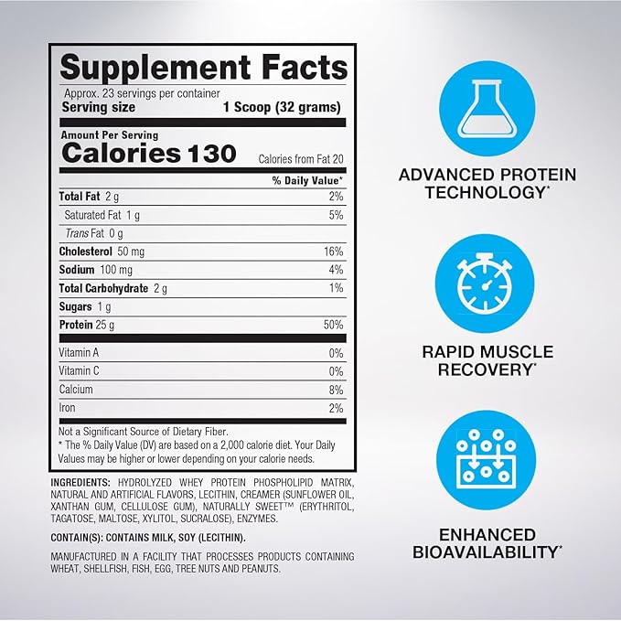 BPI Sports Hydro HD - 100% Hydrolyzed Whey Protein Powder - Muscle Growth, Recovery, 25g of