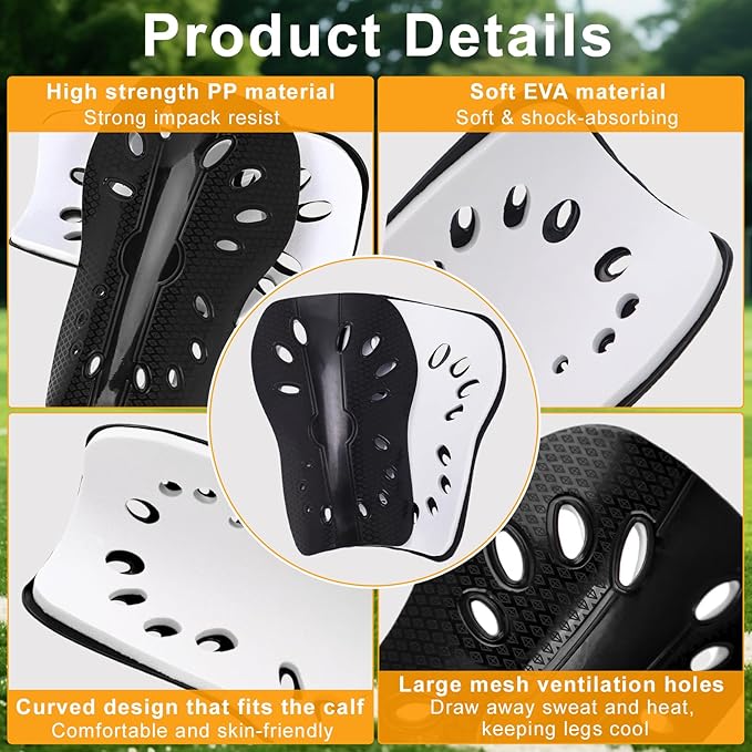 2 Pairs Shin Guards Soccer for Kids,Shin Pads Extra Lightweight Breathable Slide in Shin Guard for