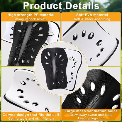 2 Pairs Shin Guards Soccer for Kids,Shin Pads Extra Lightweight Breathable Slide in Shin Guard for