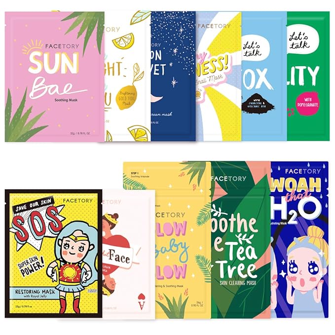 FACETORY K Beauty Face Mask Skin Care - FAVORITE 11 COLLECTION Sheet Mask Set | Natural Premium