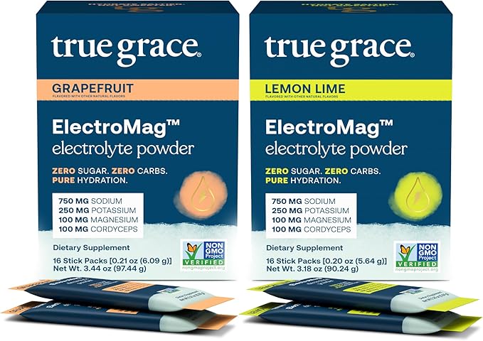 True Grace ElectroMag - Grapefruit (16 Stick Packs) + Lemon Lime (16 Stick Packs) - Electrolyte