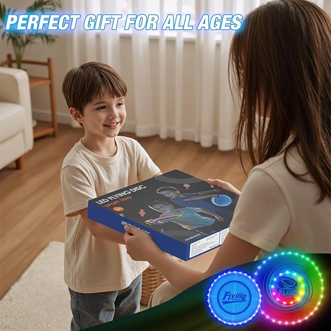 2 Pack Light up Flying Discs for Kids, Rechargeable Disc with 45 LEDs, 14 Lighting Modes(10") &