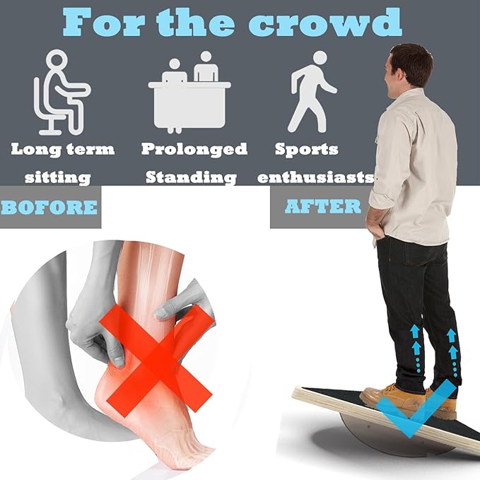 Balance Board Wooden Wobble Board for Adults Anti-Slip Board for Physical Therapy & Core Strength
