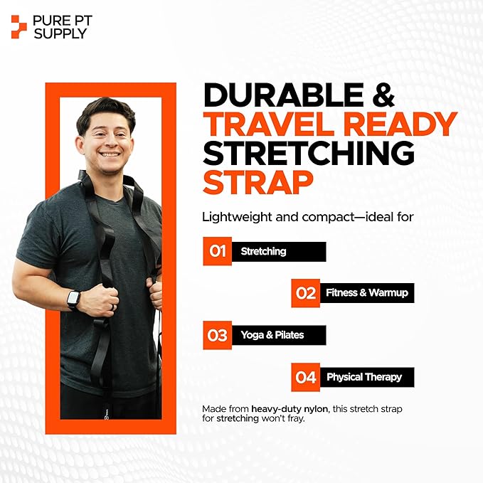 Pure PT Stretching Strap – Physical Therapist-Approved yoga straps for stretching | Premium Stretch