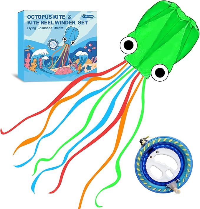Octopus Kites for Kids & Adults Easy to Fly, 24”x 158” Large Soft Kite Kit for Boys and Girls