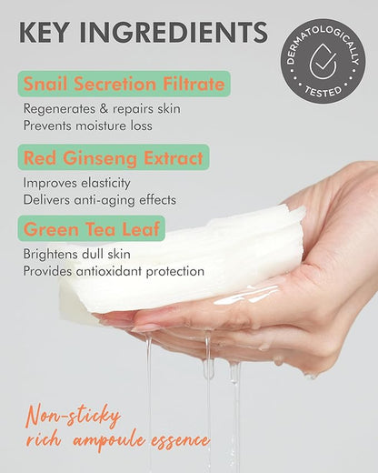 DERMAL Seoul Face Snail 3X Daily Quick Mask 36 Sheet ??Korean Skincare Vegan Tencel Facial Masks