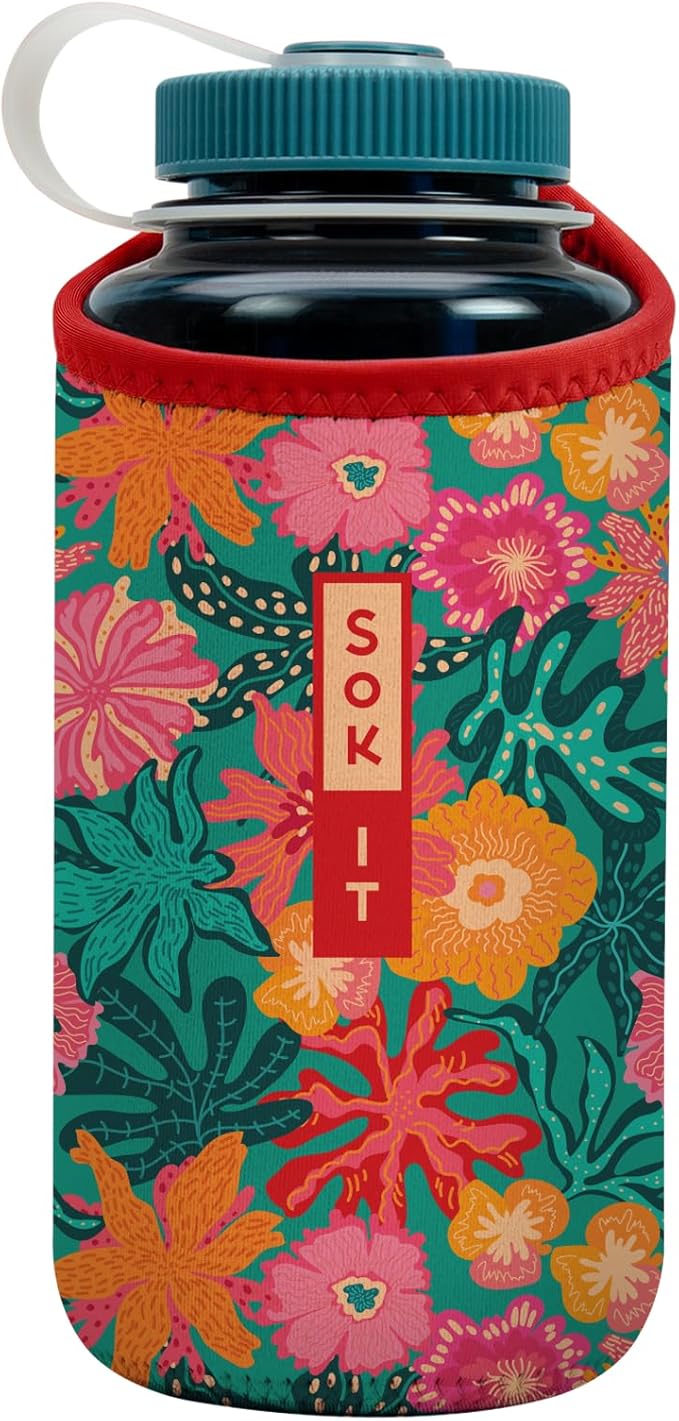 Sok It BotlSok Water Bottle Sleeve Insulated Neoprene Cover (Tropic Like It's Hot, Fits 32oz