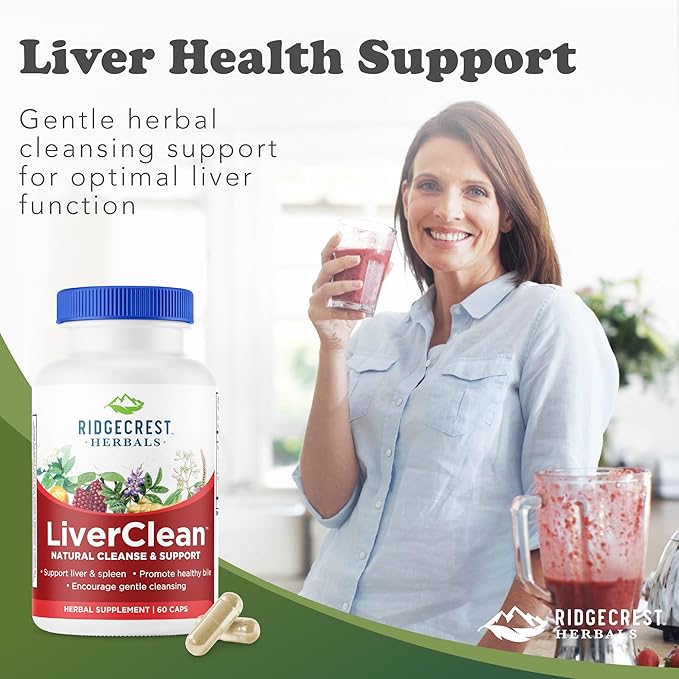 Ridgecrest Herbals LiverClean, Herbal Liver Support Supplement, Blessed Thistle, Dandelion, Detox