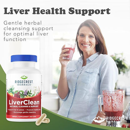 Ridgecrest Herbals LiverClean, Herbal Liver Support Supplement, Blessed Thistle, Dandelion, Detox