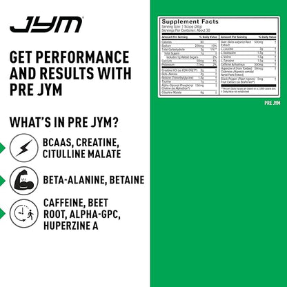 JYM Supplement Science Pre JYM Pineapple Strawberry Pre Workout Powder for Men & Women, BCAAs