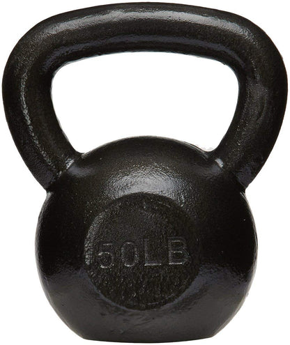 Amazon Basics Cast Iron Kettlebell for Strength Training, Textured Wide Handle, 50 Pounds, Black