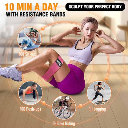 Fabric Resistance Bands for Working Out - Exercise Bands for Women and Men, Booty Bands for Legs