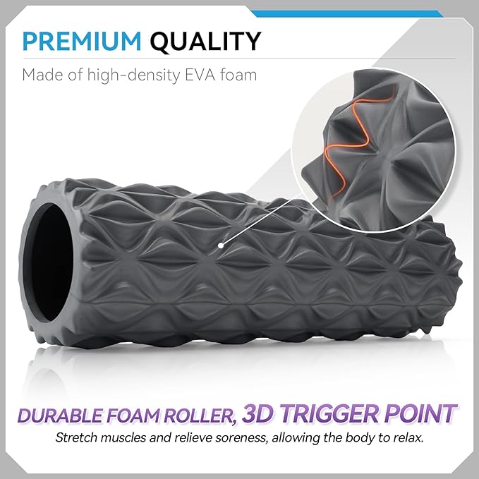 Foam Roller - 15 inch Deep Tissue Massager for Muscle Massage, Myofascial Trigger Point Release