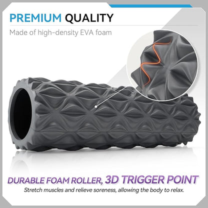 Foam Roller - 15 inch Deep Tissue Massager for Muscle Massage, Myofascial Trigger Point Release