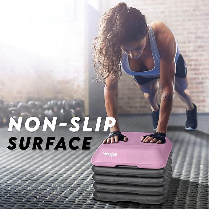 Yes4All 16"x16" Adjustable High Step Aerobic Platform with 4 Risers, Height-Adjustable