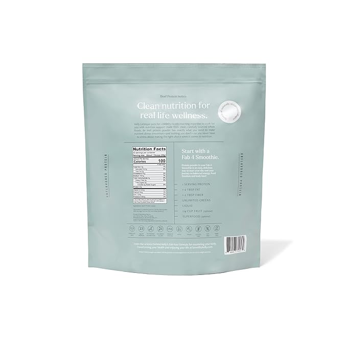 Be Well by Kelly Unflavored Grass-Fed Beef Protein Powder, 23G of Protein & Zero Carbs (1