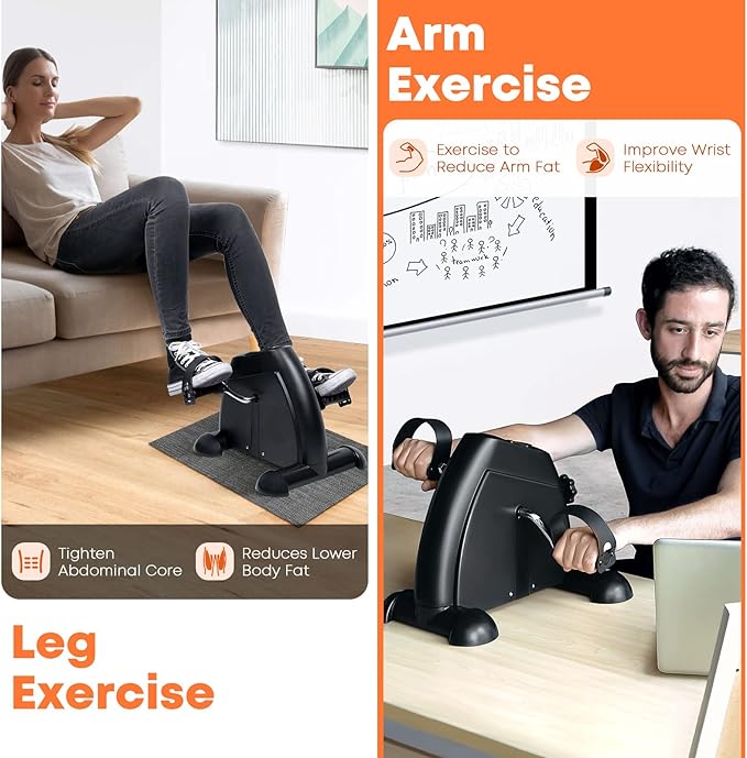 Mini Exercise Bike, AGM Under Desk Bike Pedal Exerciser Foot Cycle Arm & Leg Pedal Exerciser with