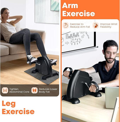 Mini Exercise Bike, AGM Under Desk Bike Pedal Exerciser Foot Cycle Arm & Leg Pedal Exerciser with