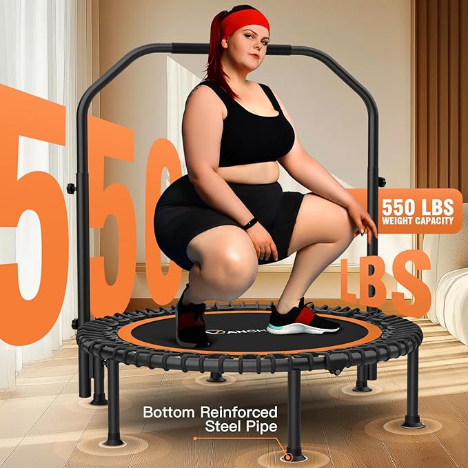 ANCHEER 40"/48" Foldable Rebounder Trampoline for Adults/Kids with Resistance Bands and Bungees
