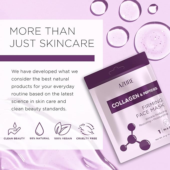 Azure Cosmetics Collagen & Peptides Lifting Facial Sheet - Restoring, Smoothing & Moisturizing Face
